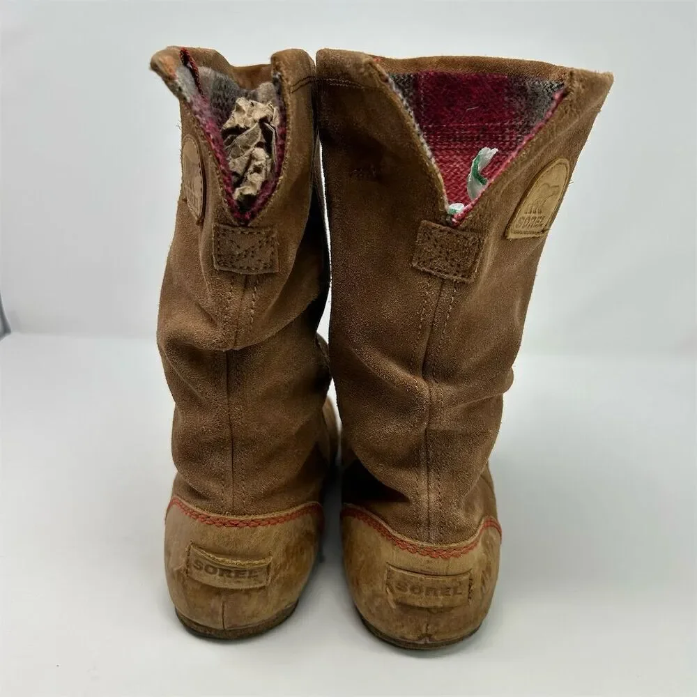 Sorel Women's Yaquina Tall Brown Suede Mid-Calf Pull On Boots Size 10.5